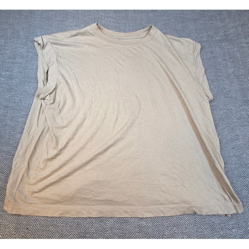 A New Day Tan Beige Cotton Modal Muscle Tee Sleeveless Shirt XXL Relaxed Fit - Picture 8 of 9